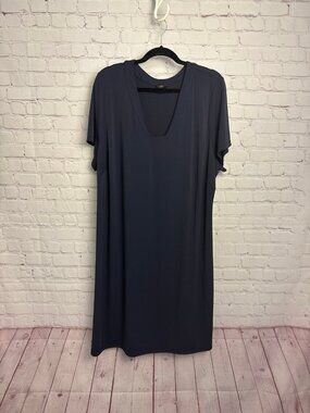 Talbots plus petite size 3X navy blue preppy swing dress retro preppy